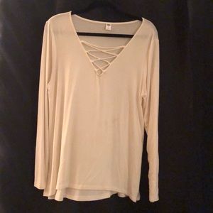 Cream long sleeve shirt